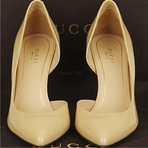 Gucci Noah Patent Half D'Orsay Nude Patent Pump. Size 12 Woman with Box - Picture 3 of 7
